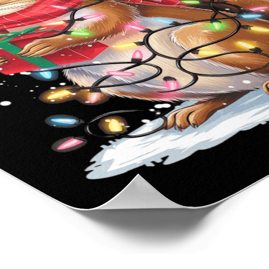 Poster Écureuil lumières de Noël Décor Écureuil drôle Xma (Coin)