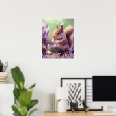 Poster Écureuil mignon dans Lavender Fields Pépinière d'a (Bureau à domicile)