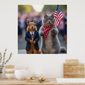 Poster Écureuil patriotique et chat (Cuisine)