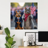 Poster Écureuil patriotique et chat (Bureau à domicile)