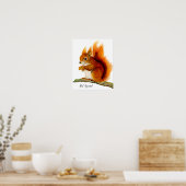 Poster Écureuil rouge peint en aquarelle Art de la faune (Cuisine)