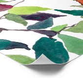 Poster Écureuil Rouge Peint Glands Branches d'Arbre Rusti (Coin)