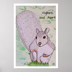 Poster Écureuil Vigilant et Alert