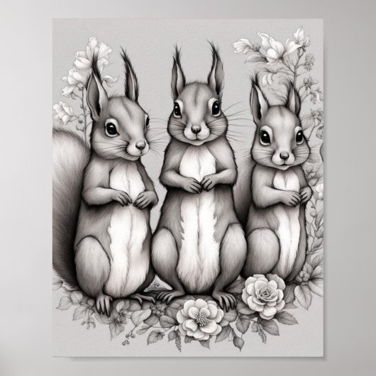 Poster Écureuils adorables (Devant)