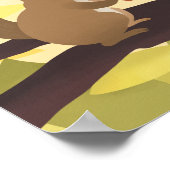 Poster Écureuils d'automne et Arbre jaune Imprimer (Coin)