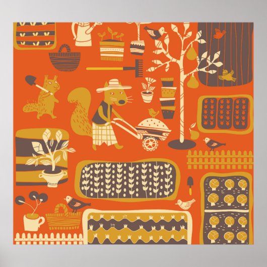 Poster Écureuils de jardin : Scène animal lunaire (Devant)