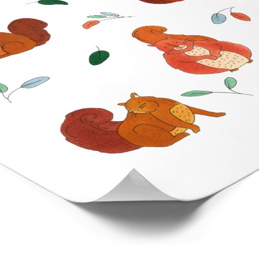 Poster Écureuils Mignons (Coin)