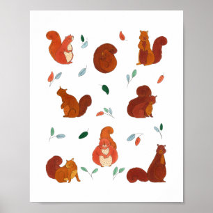 Poster Écureuils mignons