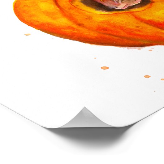 Poster Écureuils Peints Ayant Un Snack Citrouille Automne (Coin)