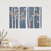 Poster Écureuils rouges Cyprès blancs Papercut (Cuisine)