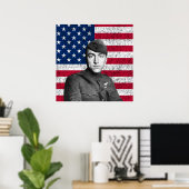 Poster Eddie Rickenbacker et le drapeau américain (Bureau à domicile)