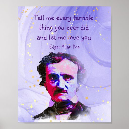 Poster Edgar Allan Poe Author Writer Poet Love Quote (Devant)