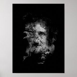 Poster Edgar Allan Poe dans la fumée avec Raven - plus