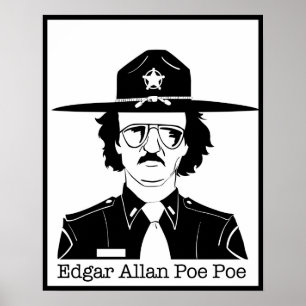 Poster Edgar Allan Poe Poe (noir sur blanc)
