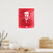 Poster Edgar Allan Poe Pop Portrait d'art en rouge (Cuisine)