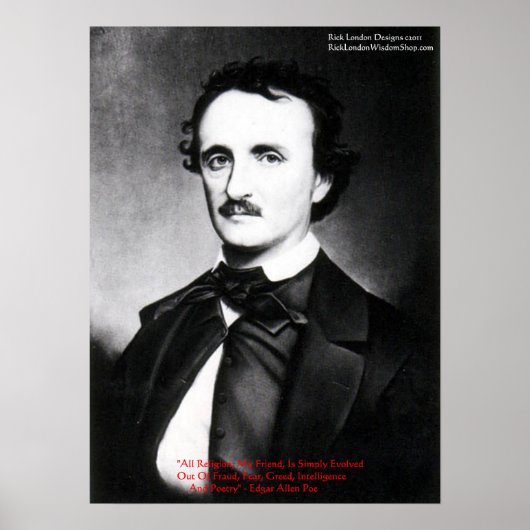 Poster Edgar Allen Poe "La religion est" Citation de sage (Devant)