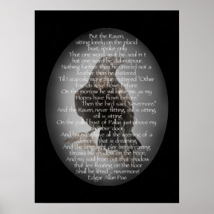 Poster Edgar Allen Poe Raven Poem, Nevermore Citation