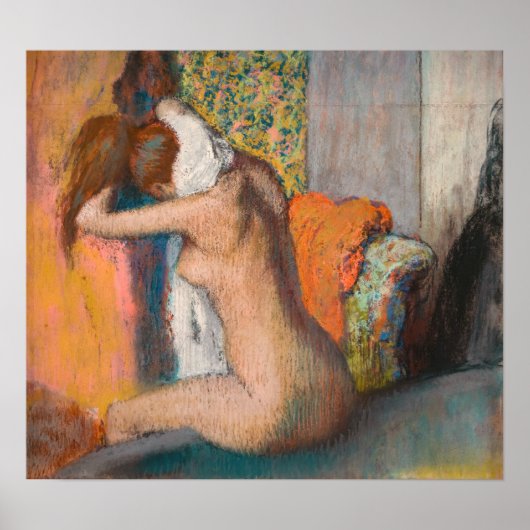 Poster Edgar Degas - Après le bain, une femme essuie le c (Devant)