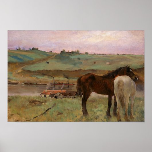Poster Edgar Degas - Chevaux dans une prairie (Devant)
