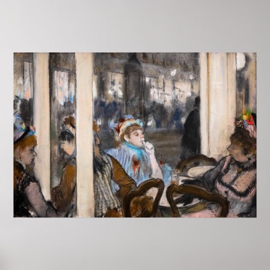 Poster Edgar Degas - Femmes sur une terrasse de café en s (Devant)