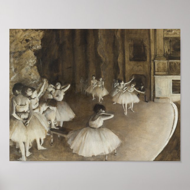 Poster Edgar Degas - Répétition de ballet sur scène (Devant)