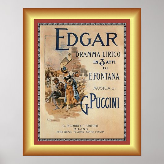 Poster Edgar ~Piccini ~ Drame Lyrique Par F. Fountana ~ (Devant)