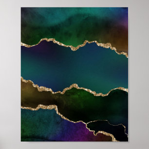 Poster Edgy Agate   Sombre Moody Jewel Tone Mystic Turquo