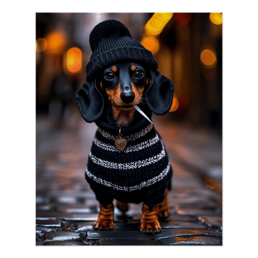 Poster Edgy Dachshund (Devant)