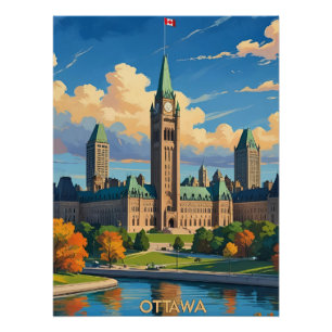 Poster Édifice du Parlement du Canada Ottawa, City Skylin