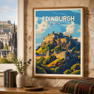 Poster Edinburgh Scotland Travel Art Vintage