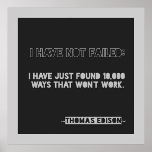 Poster Edison 10,000 façons Encouragement Typographie Cit