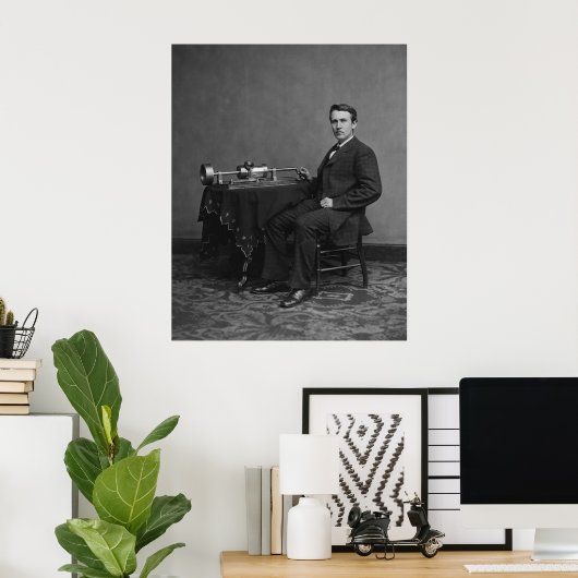 Poster Edison et Phonographe (Bureau à domicile)