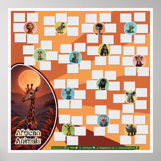 Poster Edit Product: African Animal Comparison Research  (Devant)