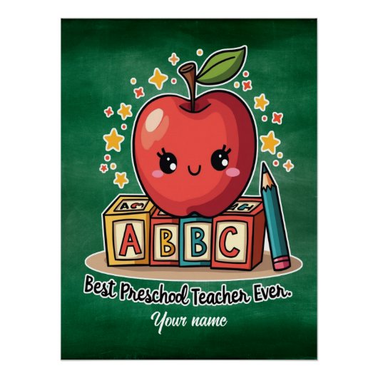 Poster Editable Cute Teacher Apple Design (Devant)