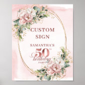 Poster Editable Elegant Blush Floral 50th Birthday Custom (Devant)