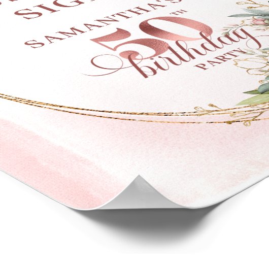 Poster Editable Elegant Greenery 50 Birthday Custom Sign (Coin)