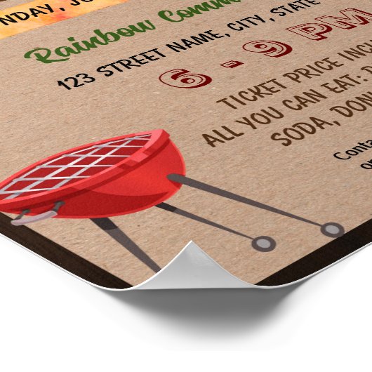 Poster Editable Été barbecue prospectus (Coin)