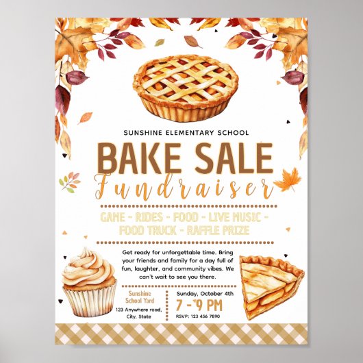 Poster Editable fall bake sale Fundraiser Flyer (Devant)