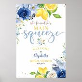 Poster Éditable Fleurs Bleues Lemon Réception de Mariage  (Devant)