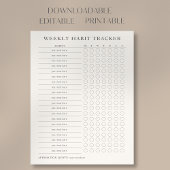Poster Editable Printable Moderne Hebdomadaire Tracker Po