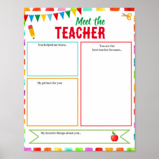 Poster Editable rencontrer le modèle enseignant
