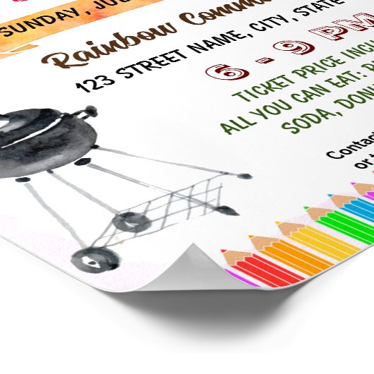 Poster Editable School Bbq Pique-nique (Coin)