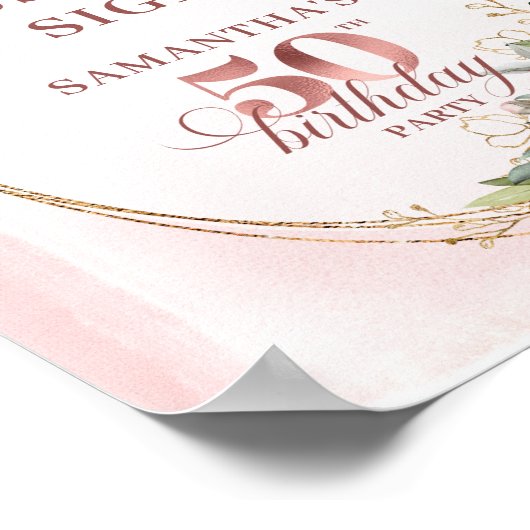 Poster Editable Soft Blush Botanical 50th Birthday 8x10  (Coin)