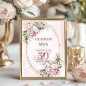 Poster Editable Soft Blush Botanical 50th Birthday 8x10 
