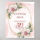 Poster Editable Soft Pastel Pink 50th Birthday 8x10 Sign (Devant)