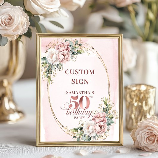 Poster Editable Sophisticated Rose Gold 50th Birthday 