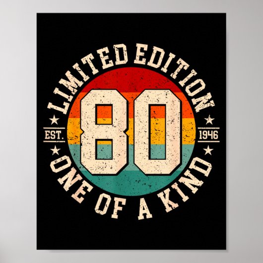 Poster édition limitée 80 ans vintage 1946 (Devant)