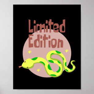 Poster Édition limitée Kawaii serpent jaune et vert