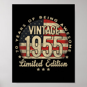 Poster Édition limitée vintage 1955 Cadeaux 70 ans Usa