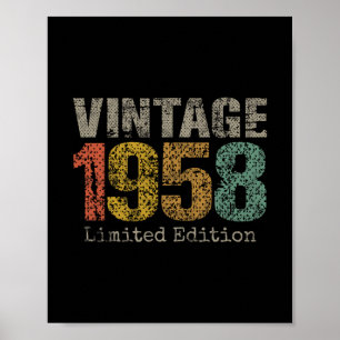 Poster Édition limitée vintage 1958 Cadeaux d'anniversair